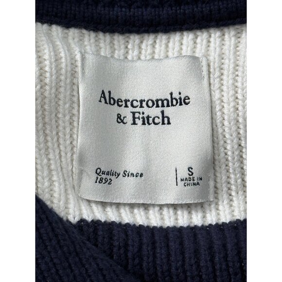 Abercrombie & Fitch Collared Cardigan Blue White Striped Ribbed Womens Size S - Picture 4 of 8